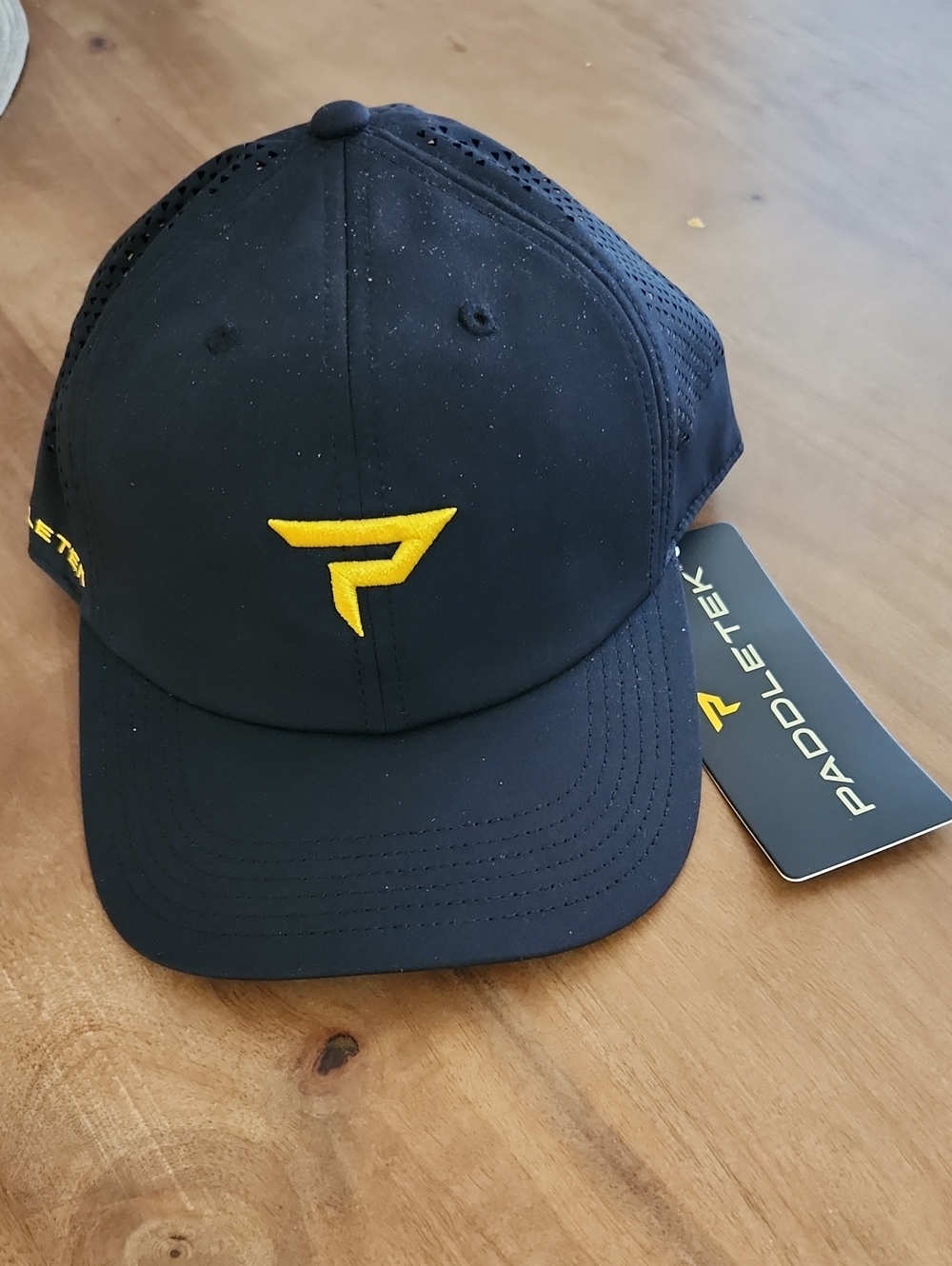 Men's Black Performance Cap with Yellow Logo